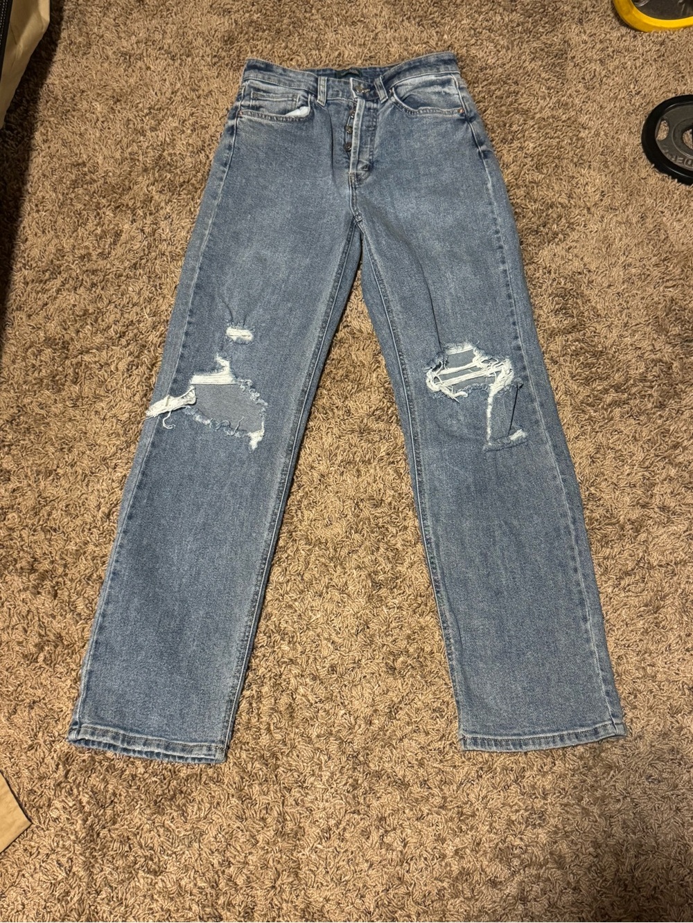 wild fable High-Rise Distressed Light Blue Women's Jeans